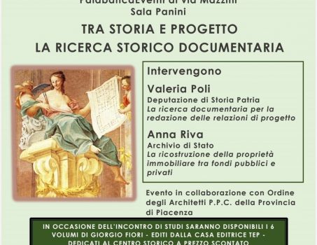 BANCA DI PIACENZA – CONVEGNO “TRA STORIA E PROGETTO” MERCOLEDI’ 6 DICEMBRE ORE 17,00
