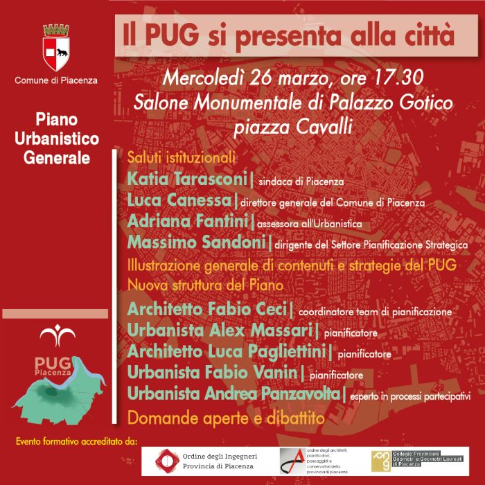 Comune di Piacenza – Convegno “Il PUG si presenza alla Città”